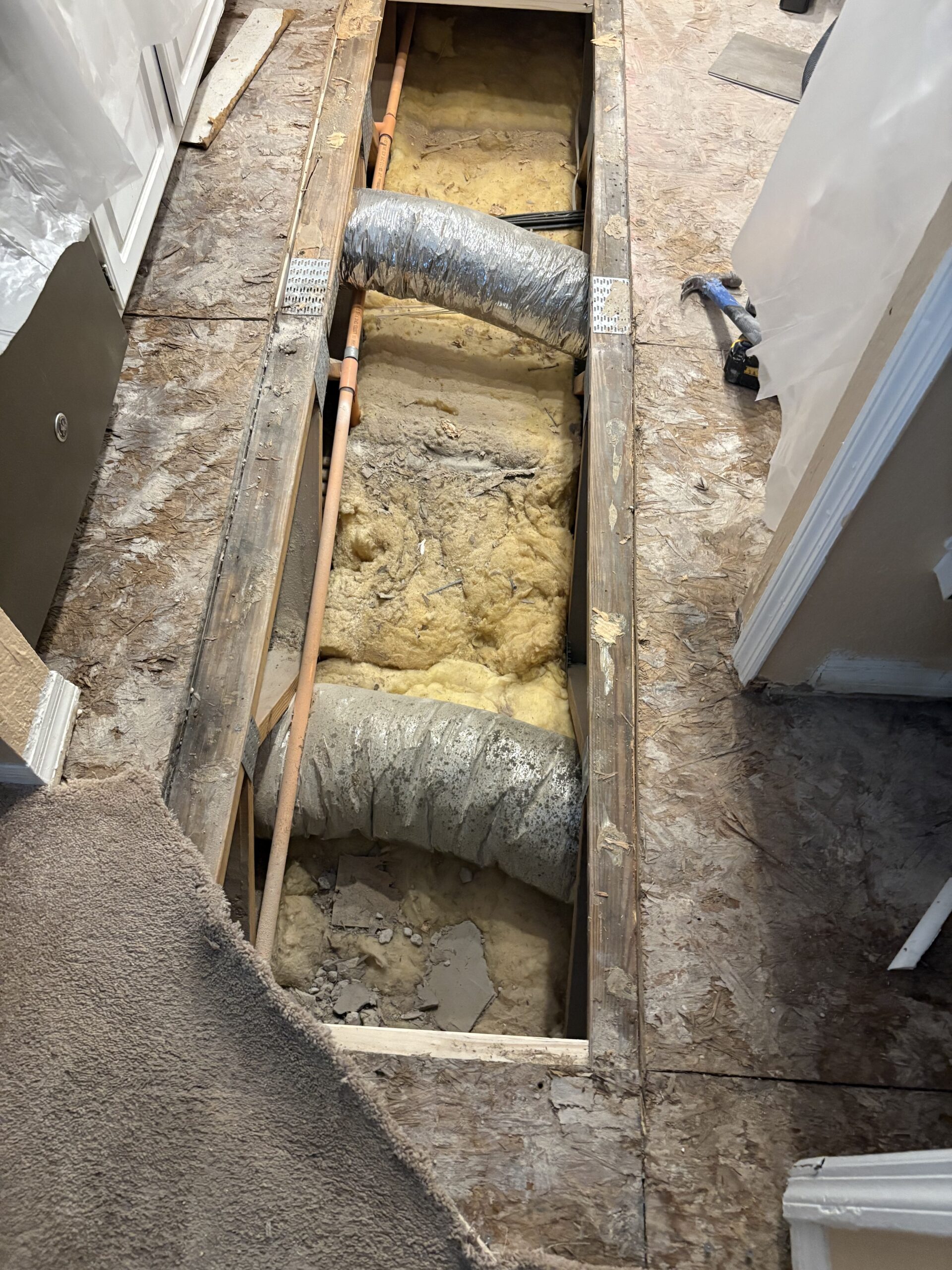 subfloor repair and plywood subfloor replacement in Lakeland FL after soft spot floor damage